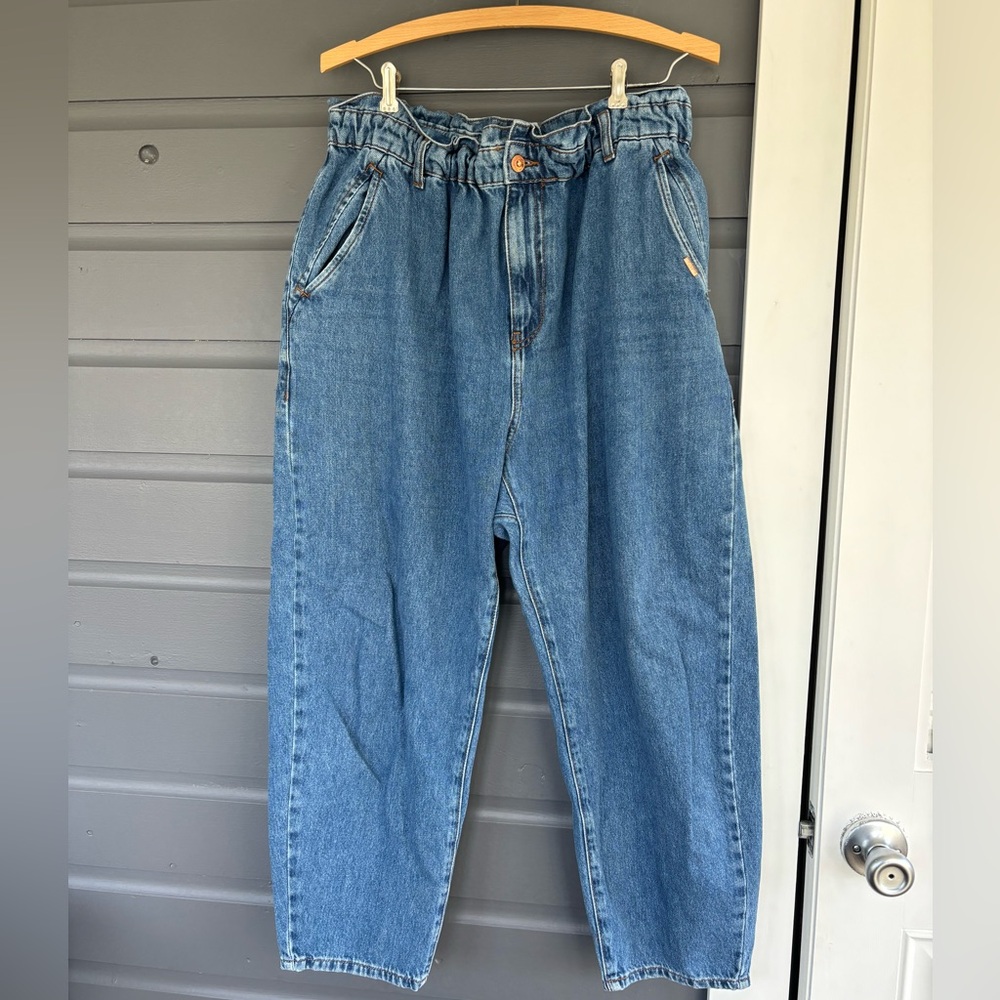 Zara paperbag wide leg jogger jeans size 12 soft cotton